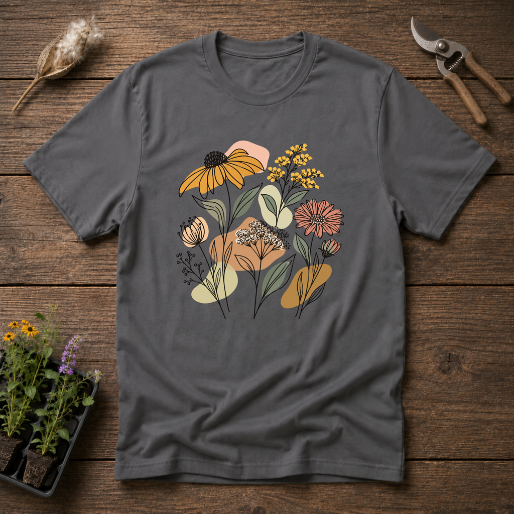 Line Art Wildflowers T-Shirt
