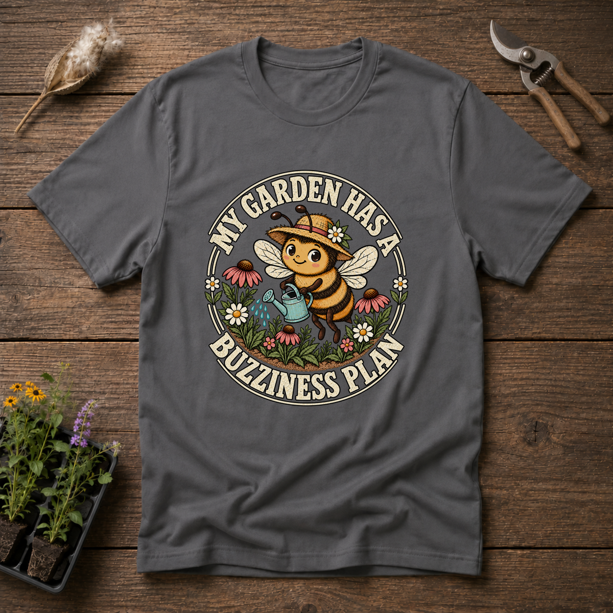 Buzziness Plan T-Shirt in Charcoal