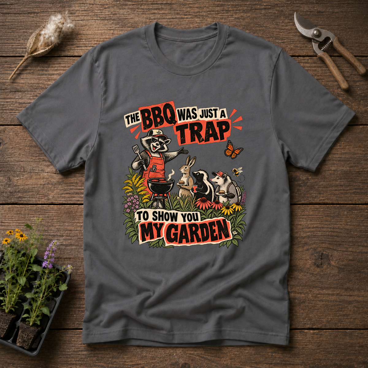 BBQ Garden Trap T-Shirt in Charcoal