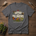 Support The Pollinators T-Shirt in Charcoal