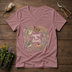 Respect The Locals V-Neck Tee in Mauve