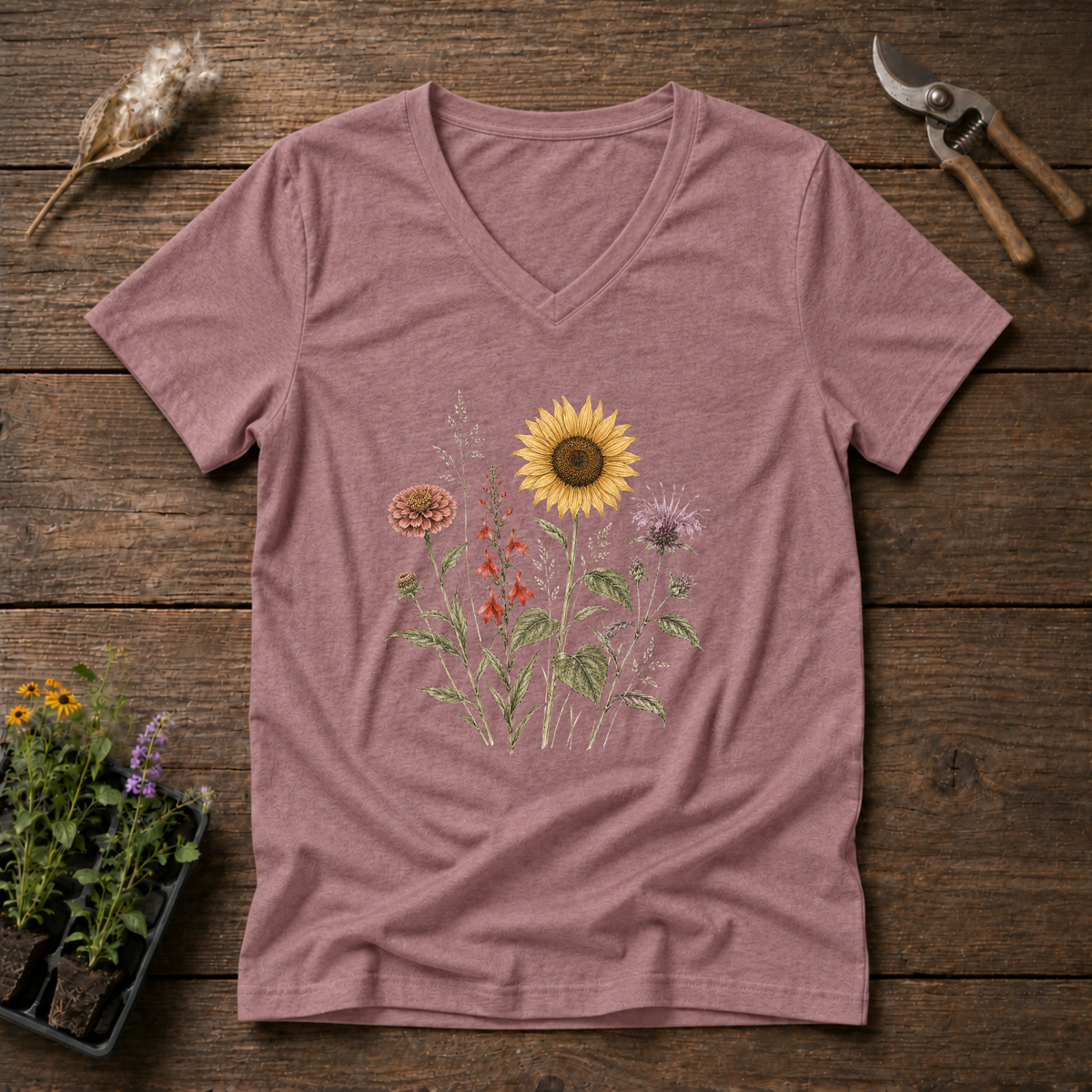 Native Wildflowers V-Neck Tee