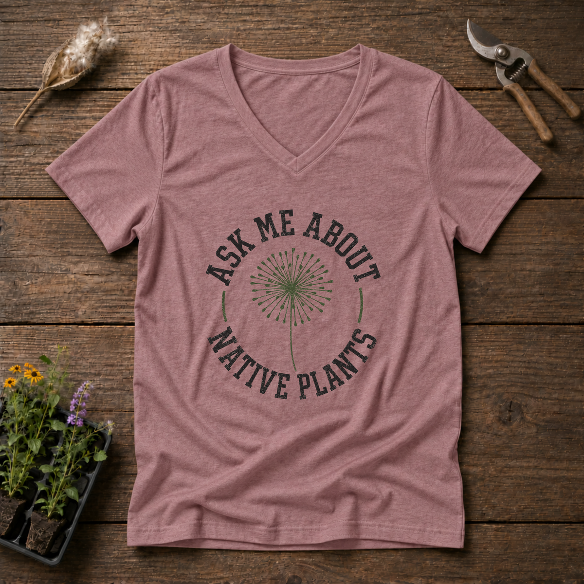 Native Plant Questions V-Neck Tee