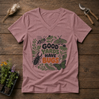 Bug-Friendly Yard V-Neck Tee in Mauve