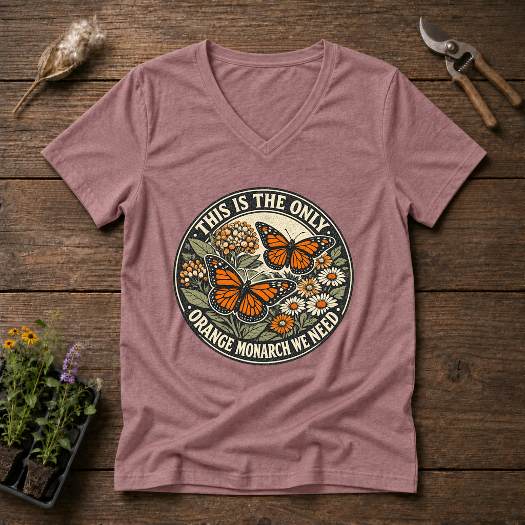 Orange Monarch Only V-Neck Tee
