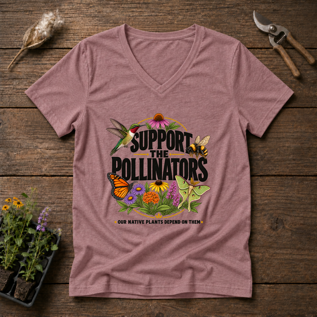 Support The Pollinators V-Neck Tee