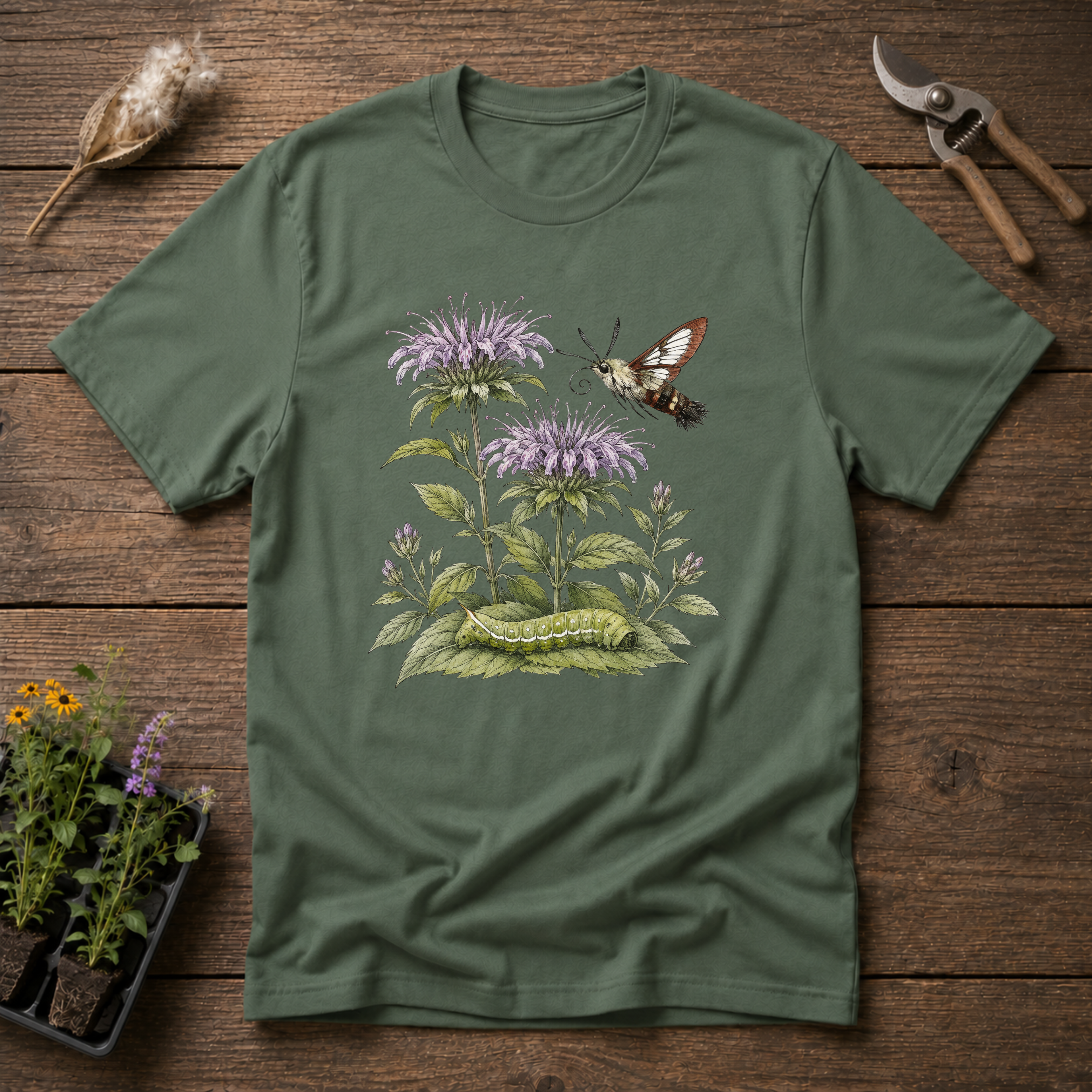 Wild Bergamot & Snowberry Clearwing Moth T-Shirt