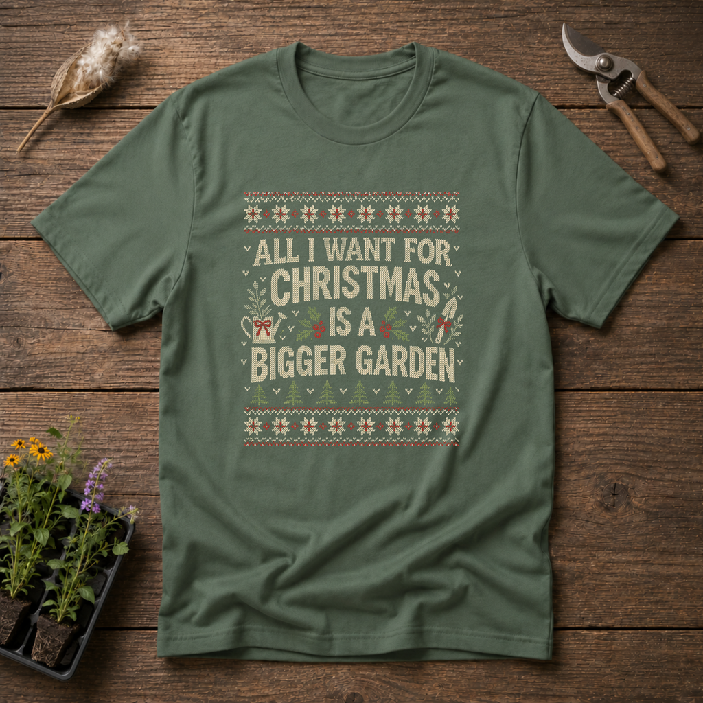 Bigger Garden Christmas T-Shirt in Military Green