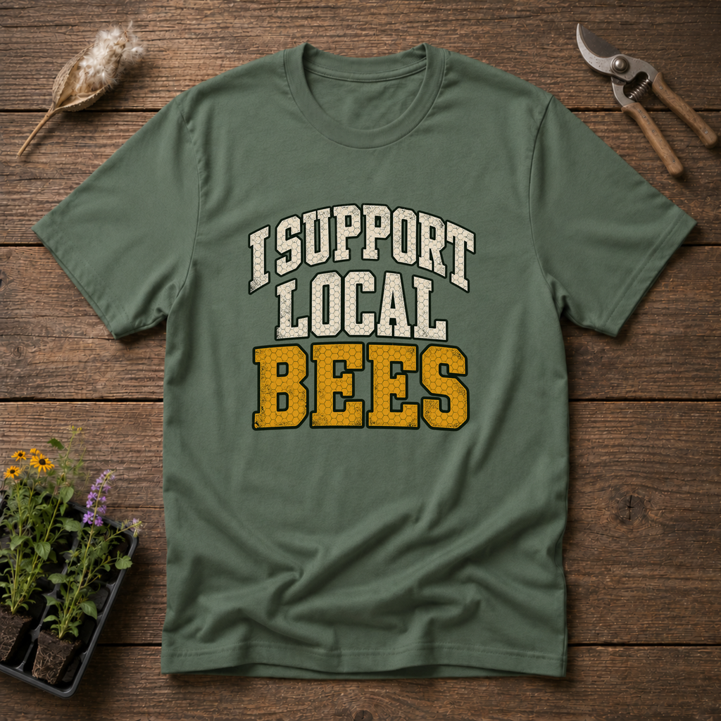 Support Local Bees T-Shirt in Military Green