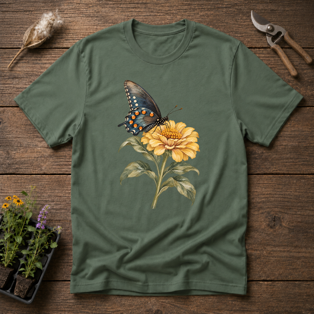 Pipevine Swallowtail T-Shirt in Military Green