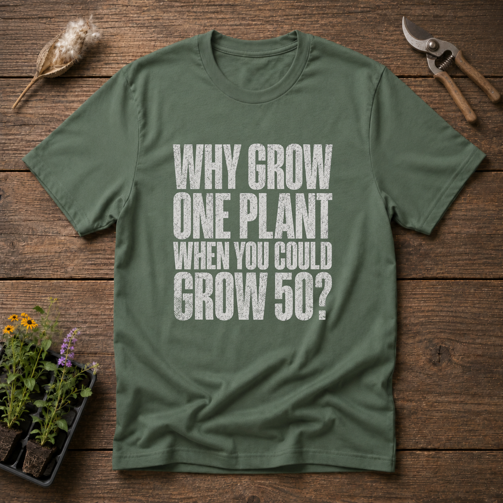 Grow 50 Plants T-Shirt in Military Green