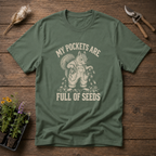 Seed-Filled Pockets T-Shirt in Military Green
