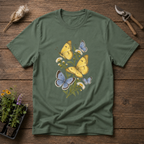 Blue Sulphur Butterflies T-Shirt in Military Green
