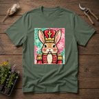 Cute Hare Nutcracker T-Shirt in Military Green
