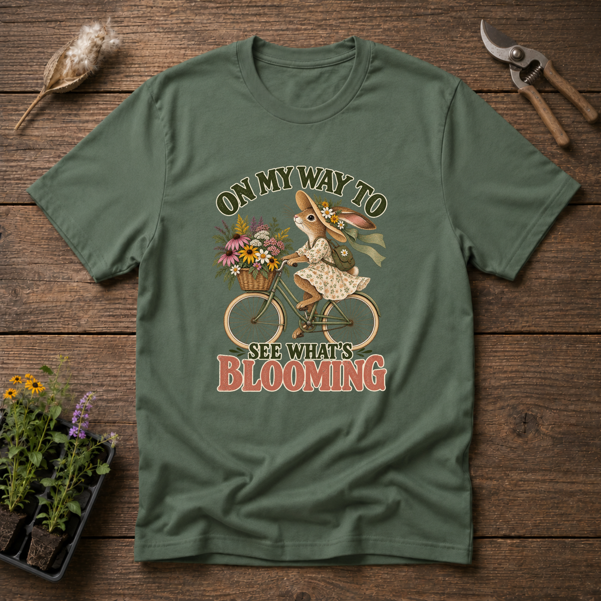 See What's Blooming T-Shirt in Military Green