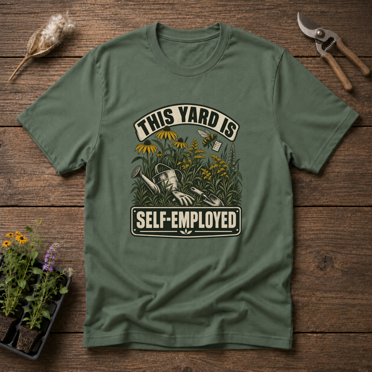Self-Employed Yard T-Shirt in Military Green