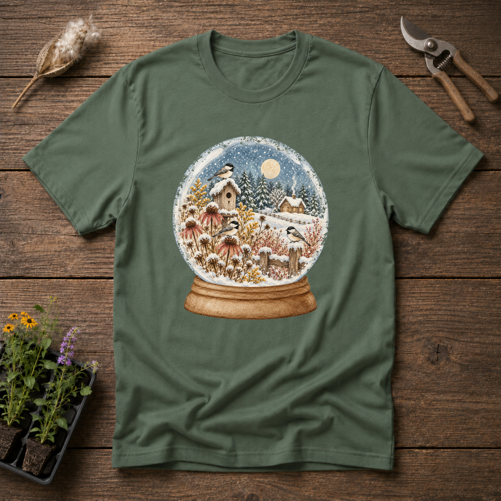 Woodland Snow Globe T-Shirt in Military Green
