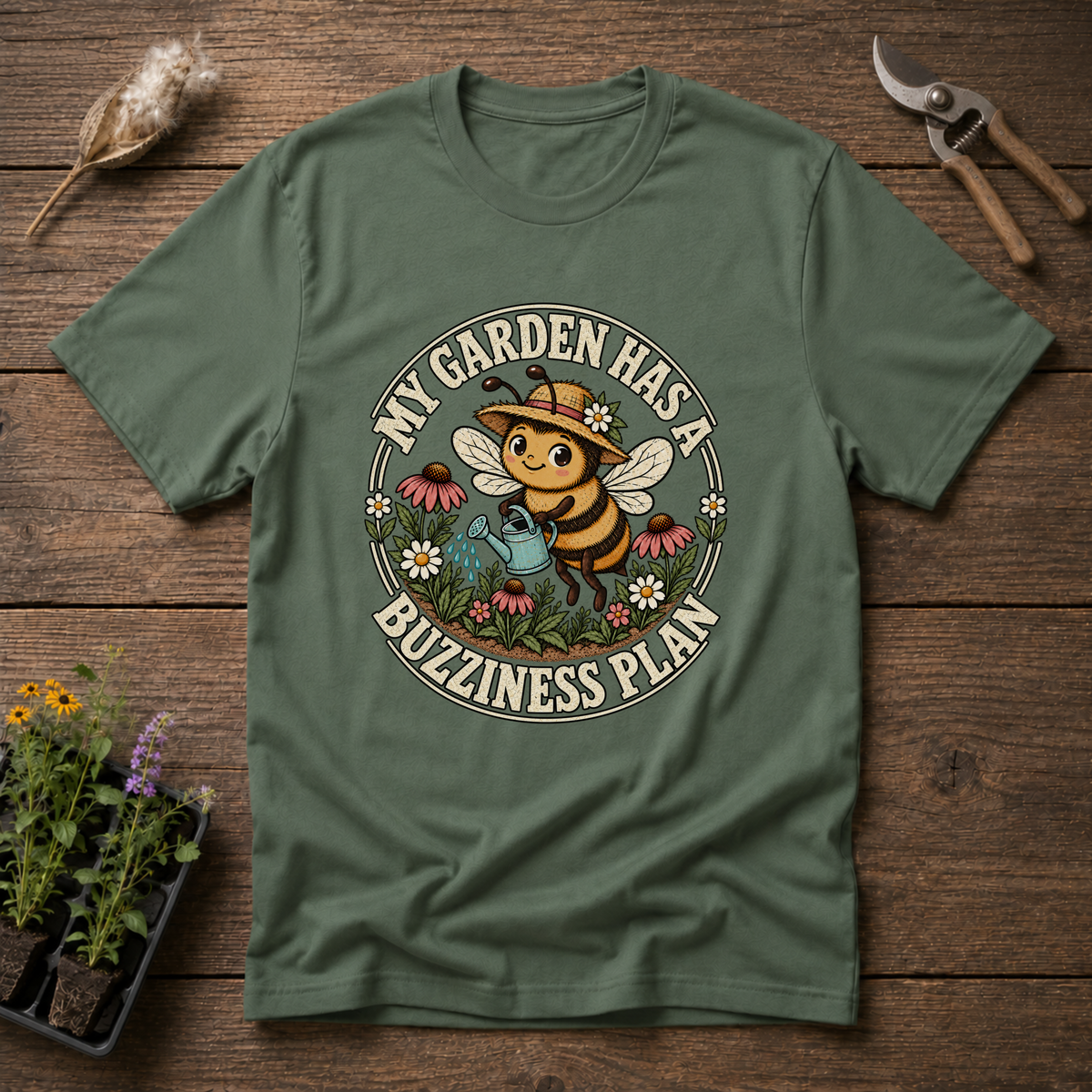 Buzziness Plan T-Shirt in Military Green