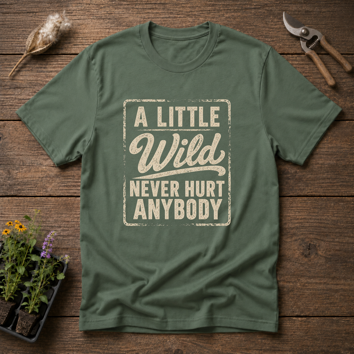 A Little Wild T-Shirt in Military Green