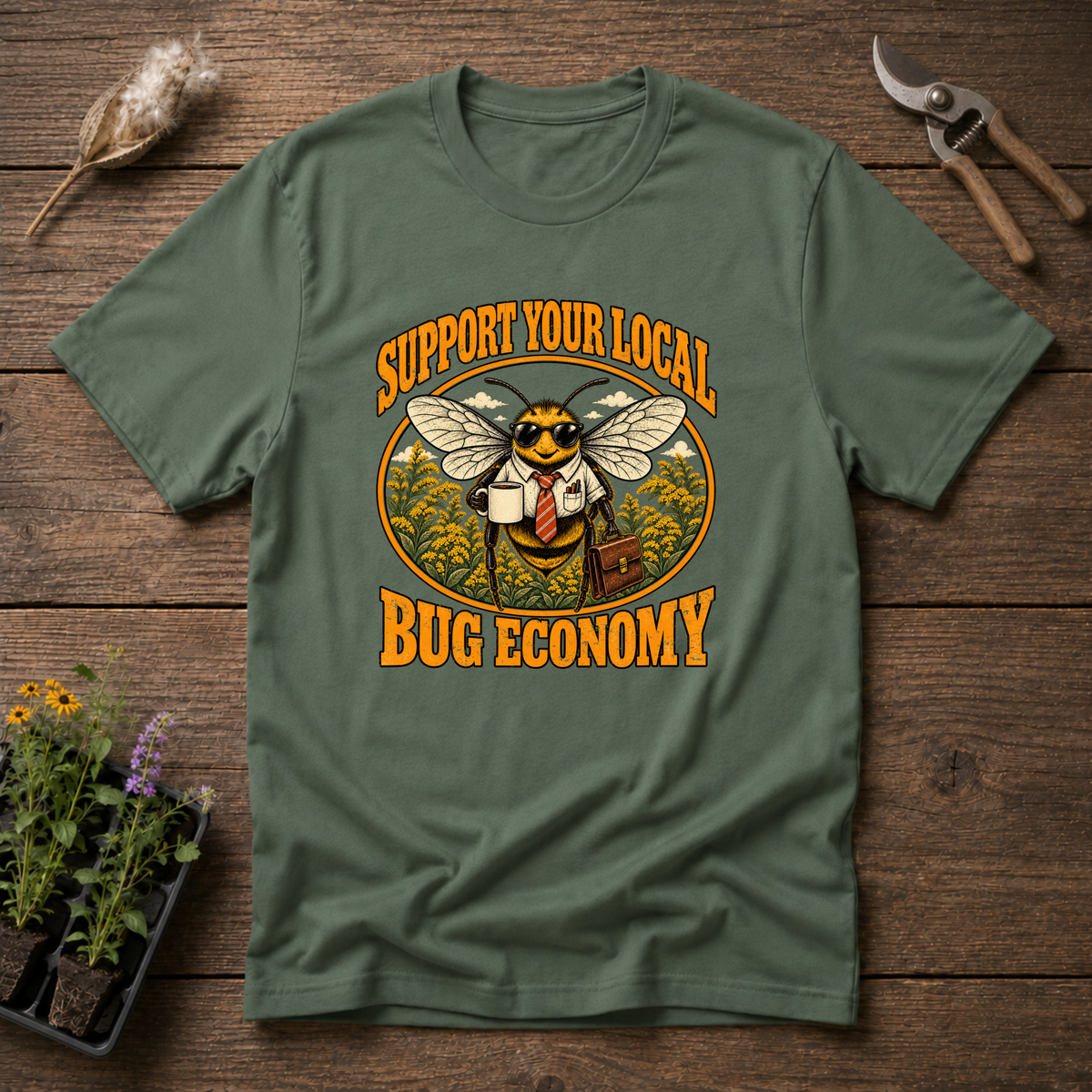 Support Bug Economy T-Shirt in Military Green