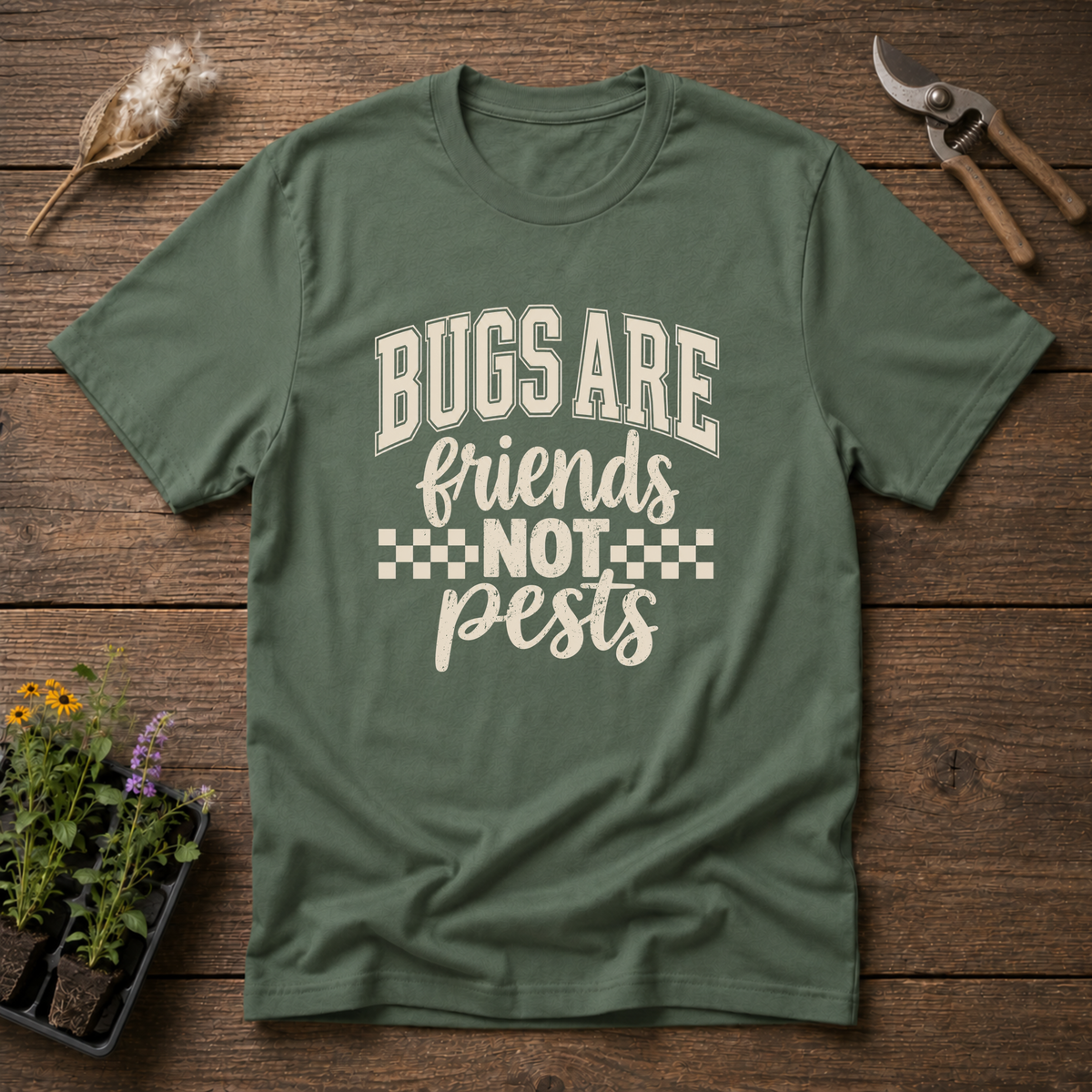 Bugs Are Friends T-Shirt in Military Green