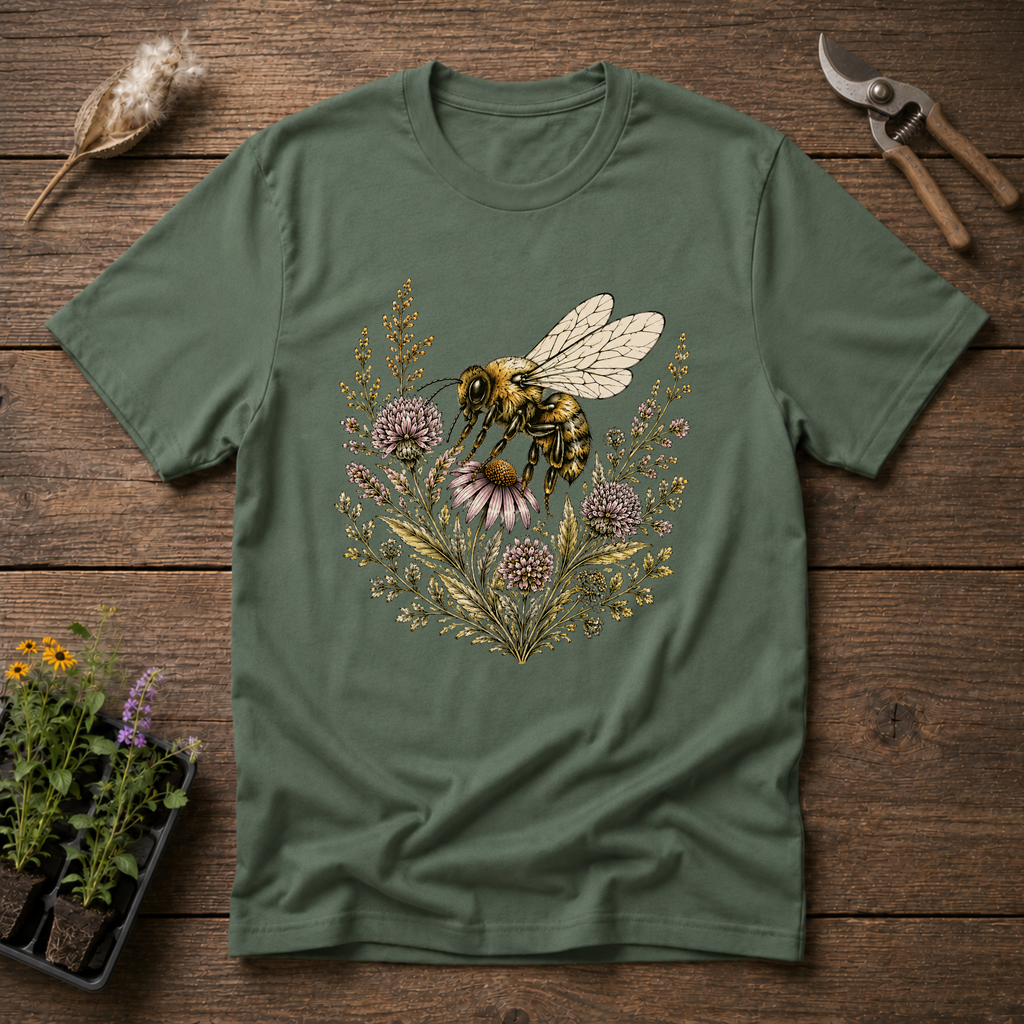 Honeybee Wildflower Wreath T-Shirt