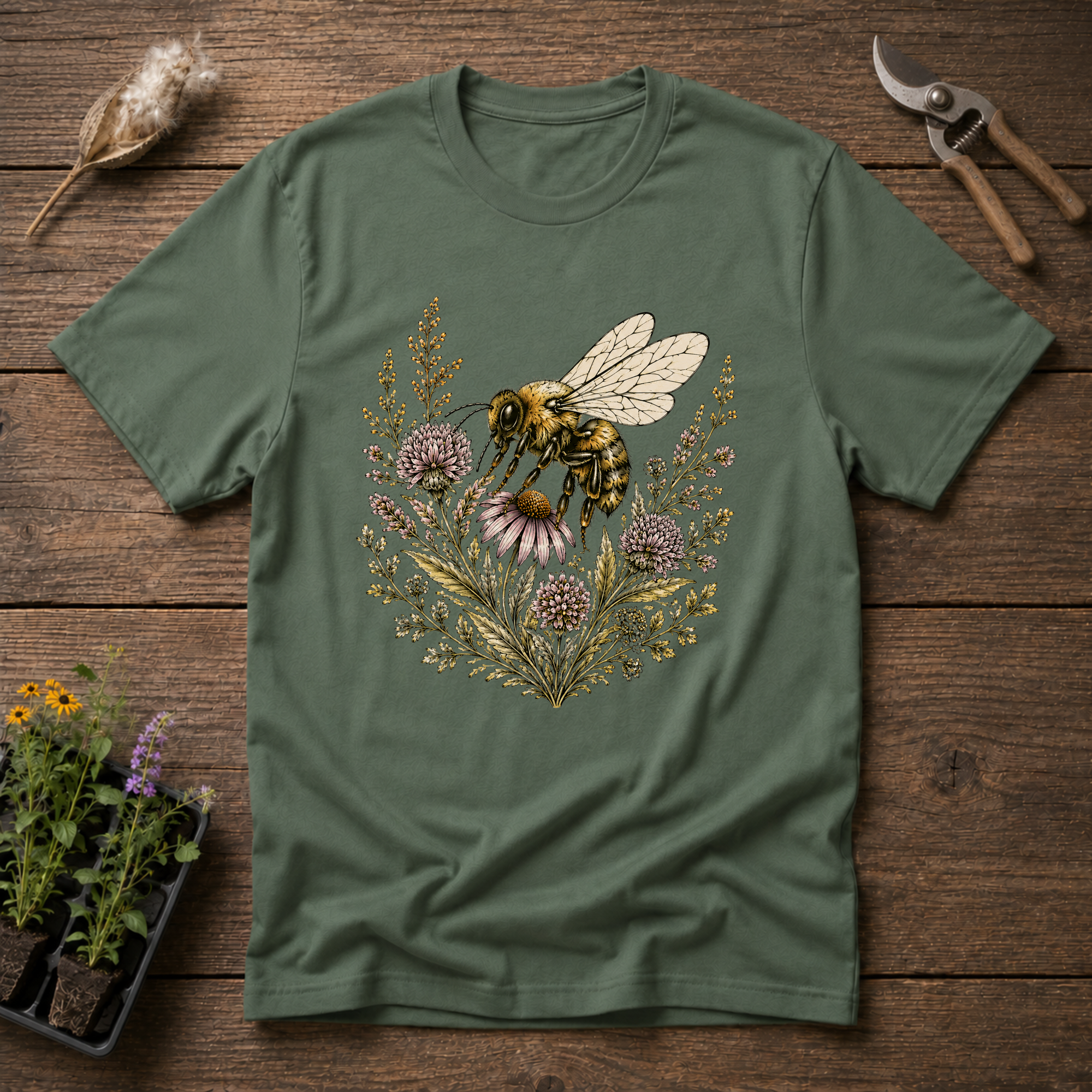 Honeybee Wildflower Wreath T-Shirt