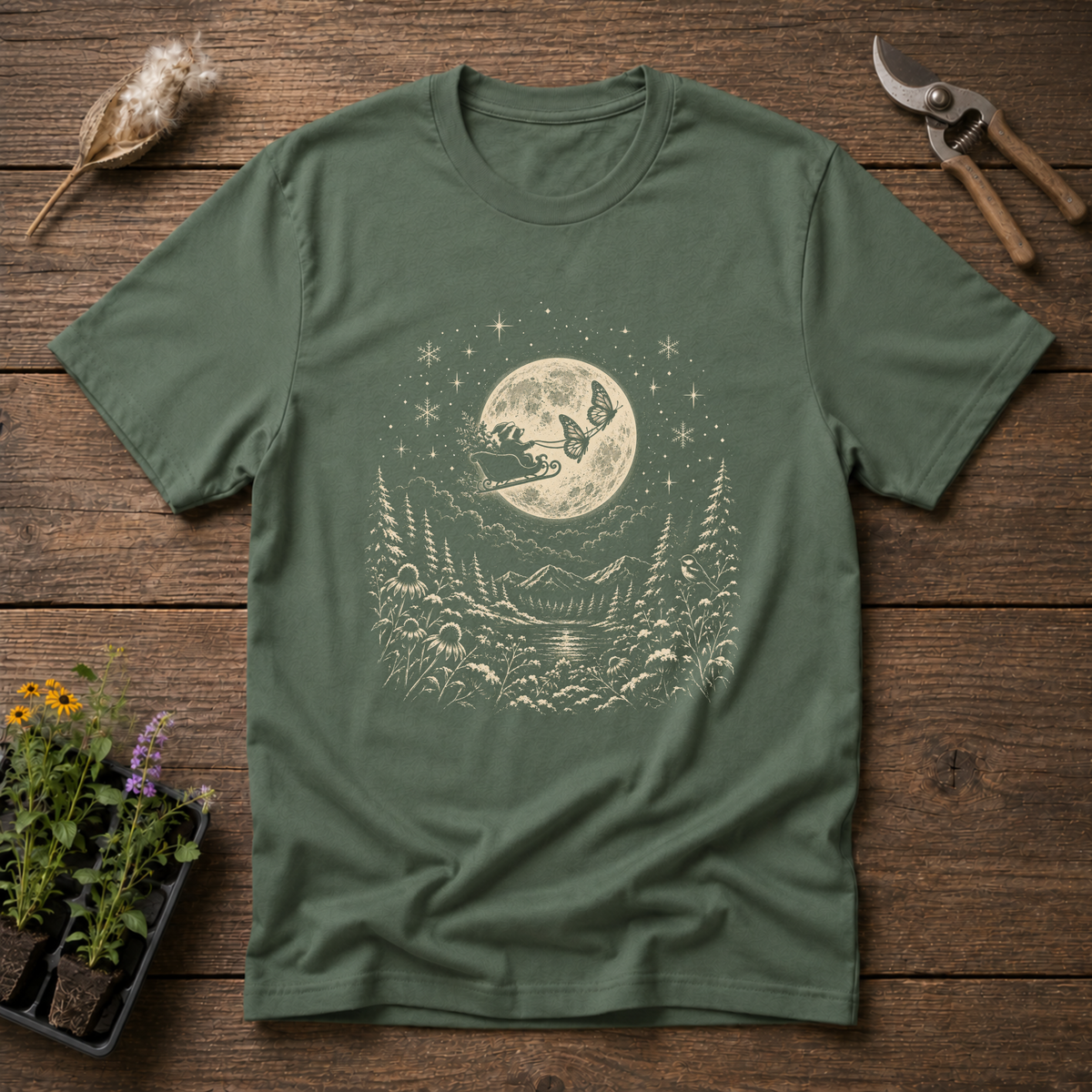 Moonlight Monarch Express T-Shirt in Military Green