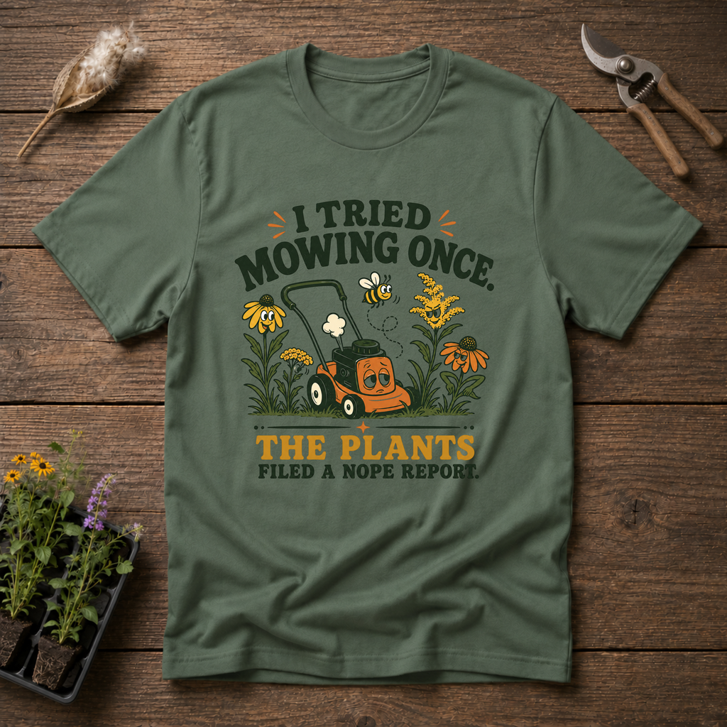 I Tried Mowing Once. The Plants Filed a Nope Report T-Shirt
