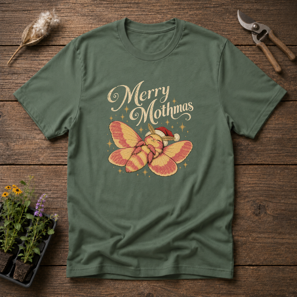 Merry Mothmas T-Shirt in Military Green