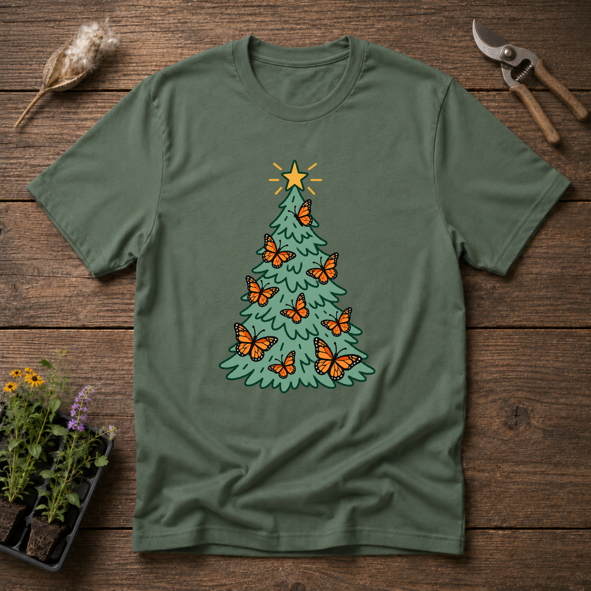 Monarch Tree T-Shirt in Military Green