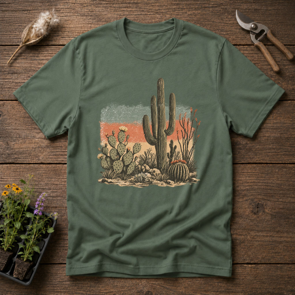 Desert Cacti T-Shirt in Military Green