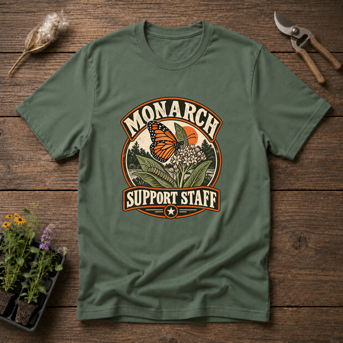 Monarch Support Staff T-Shirt in Military Green