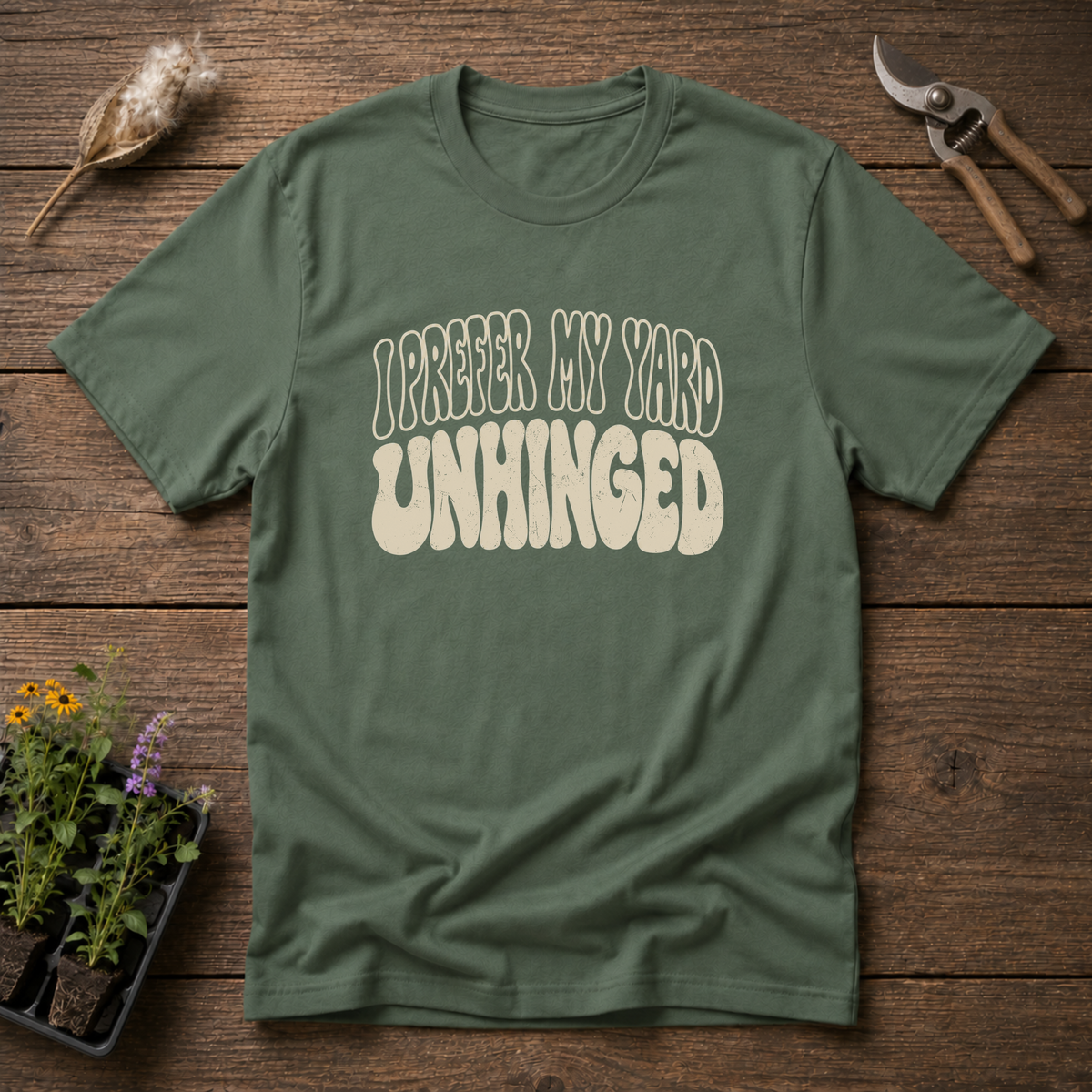 Unhinged Yard T-Shirt in Military Green