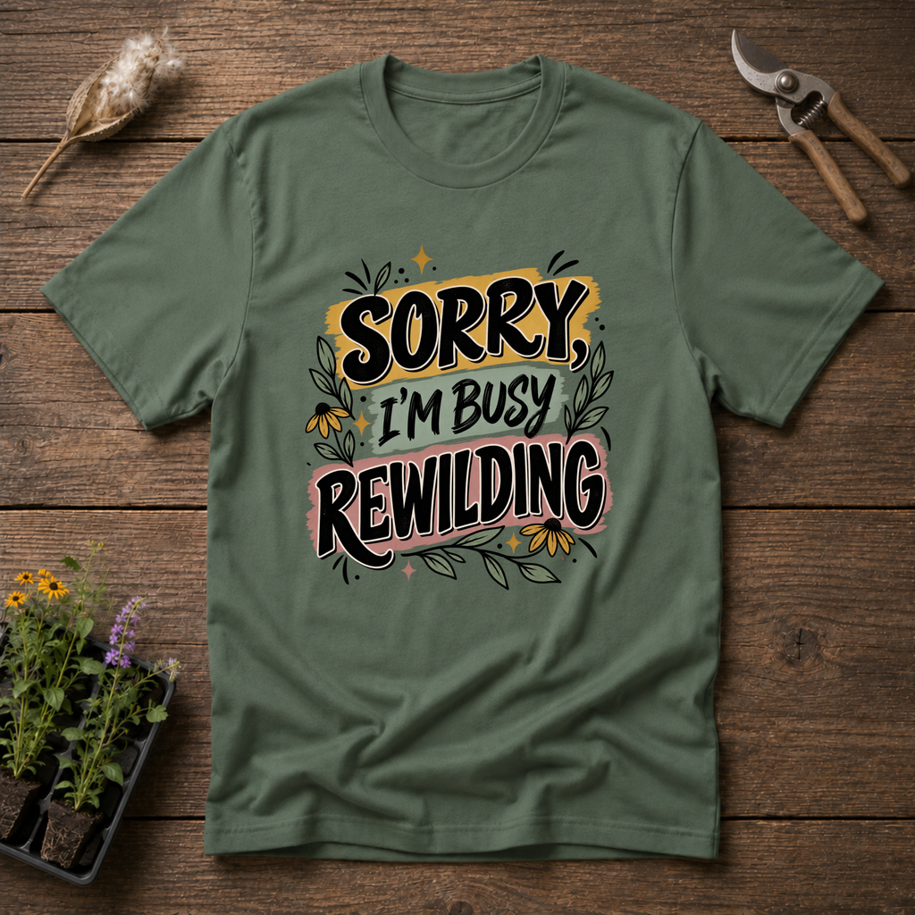 Busy Rewilding T-Shirt in Military Green