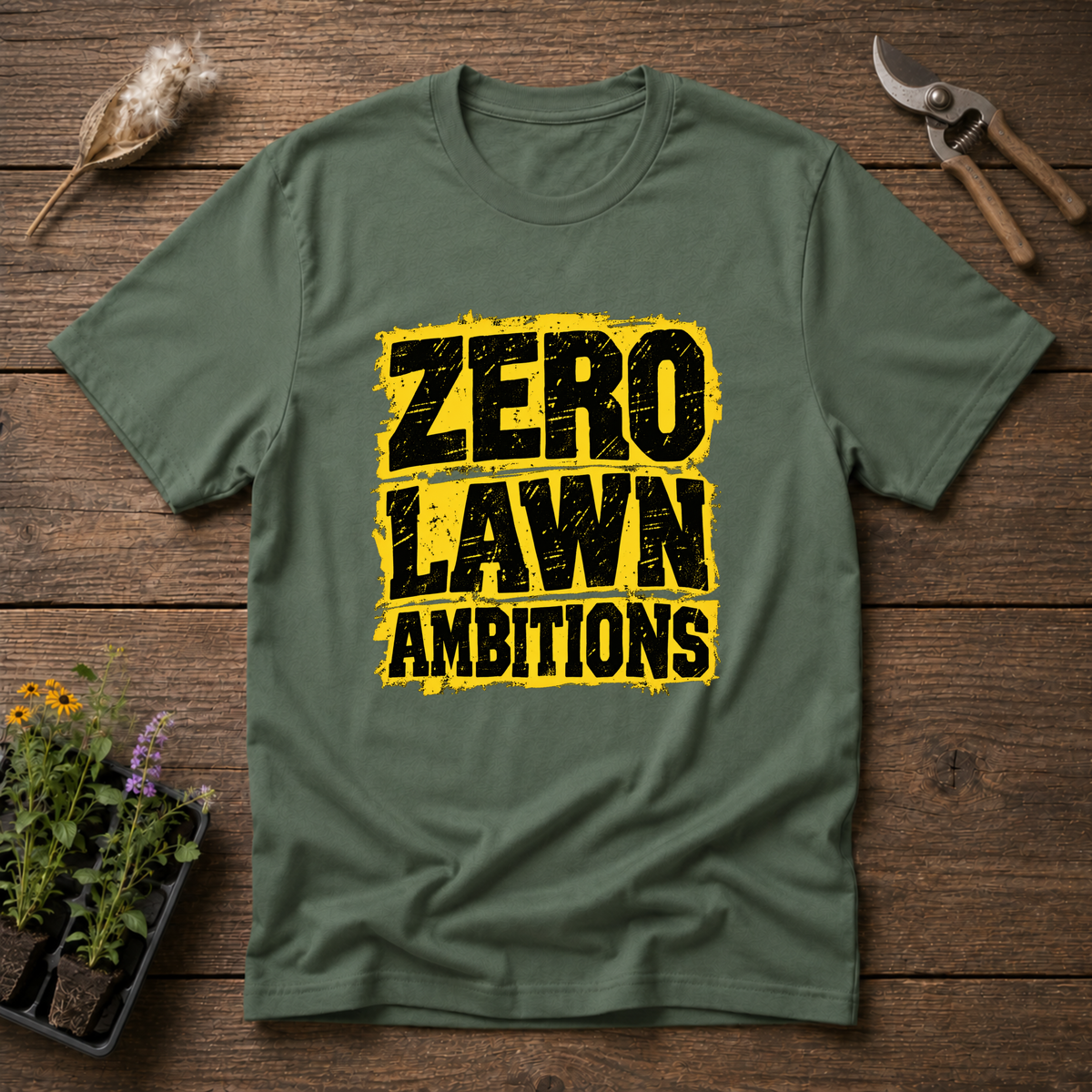 Zero Lawn Ambitions T-Shirt in Military Green