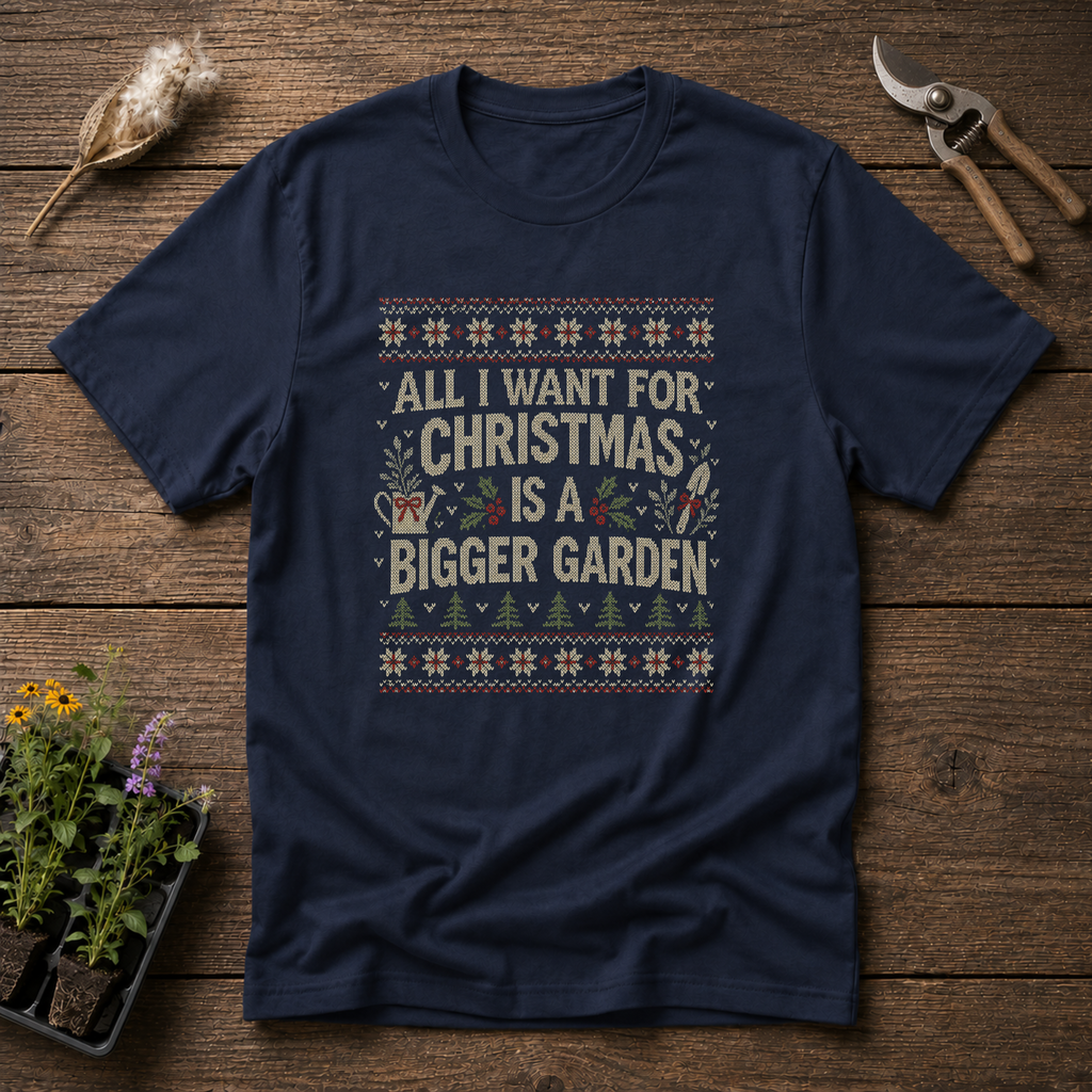 Bigger Garden Christmas T-Shirt in Navy