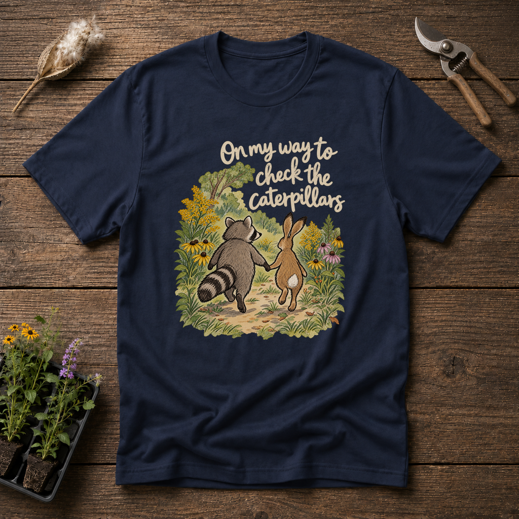 Checking The Caterpillars T-Shirt in Navy