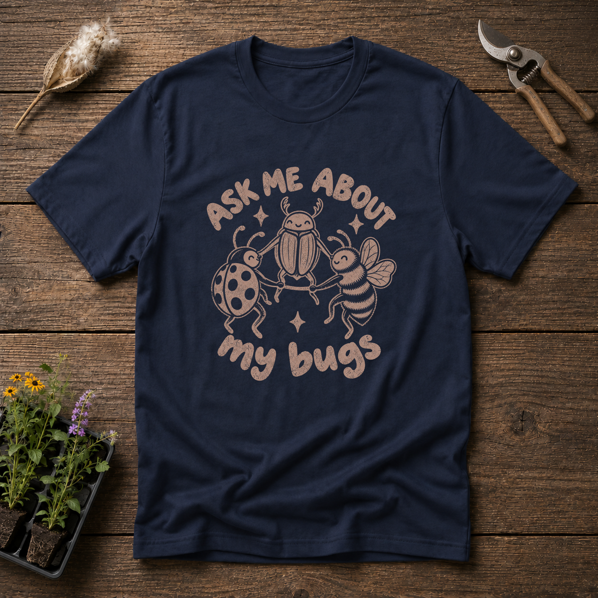 Bug Questions T-Shirt in Navy