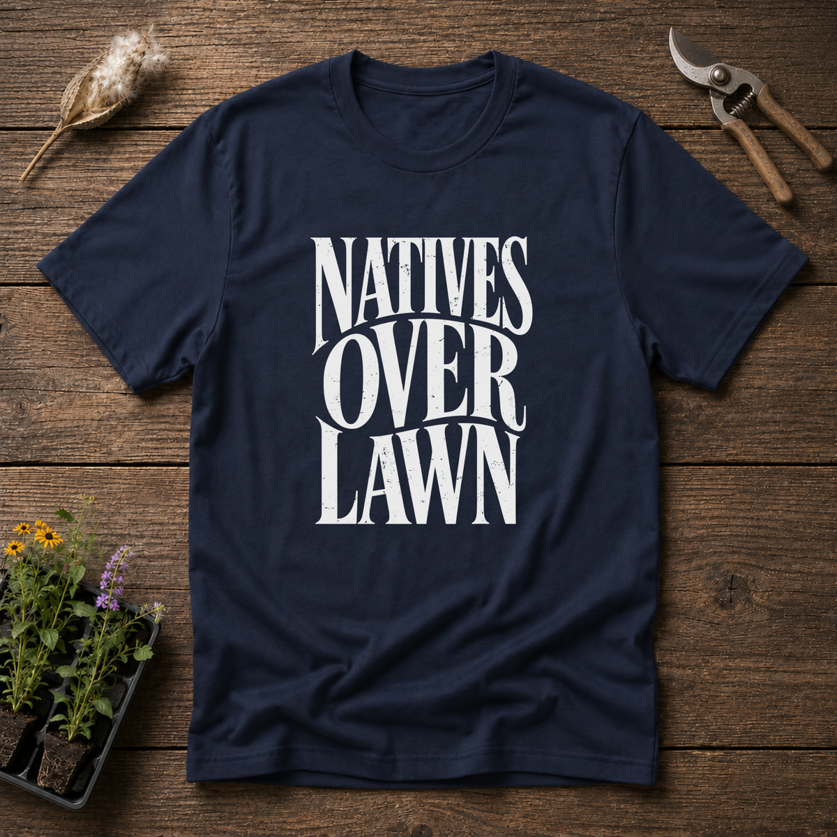 Natives Over Lawn T-Shirt in Navy