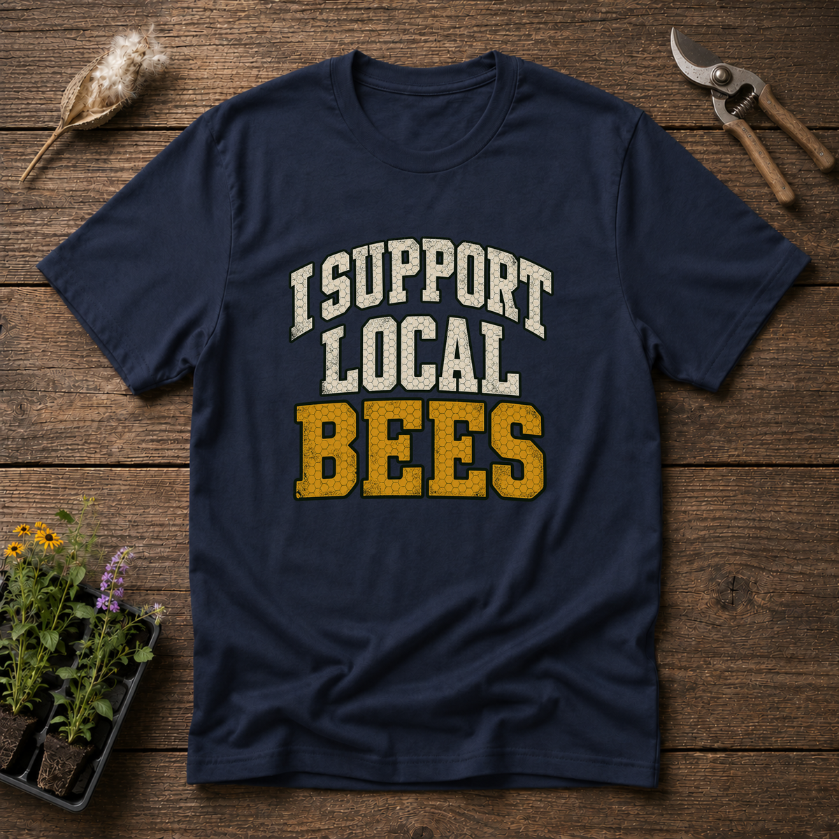 Support Local Bees T-Shirt in Navy