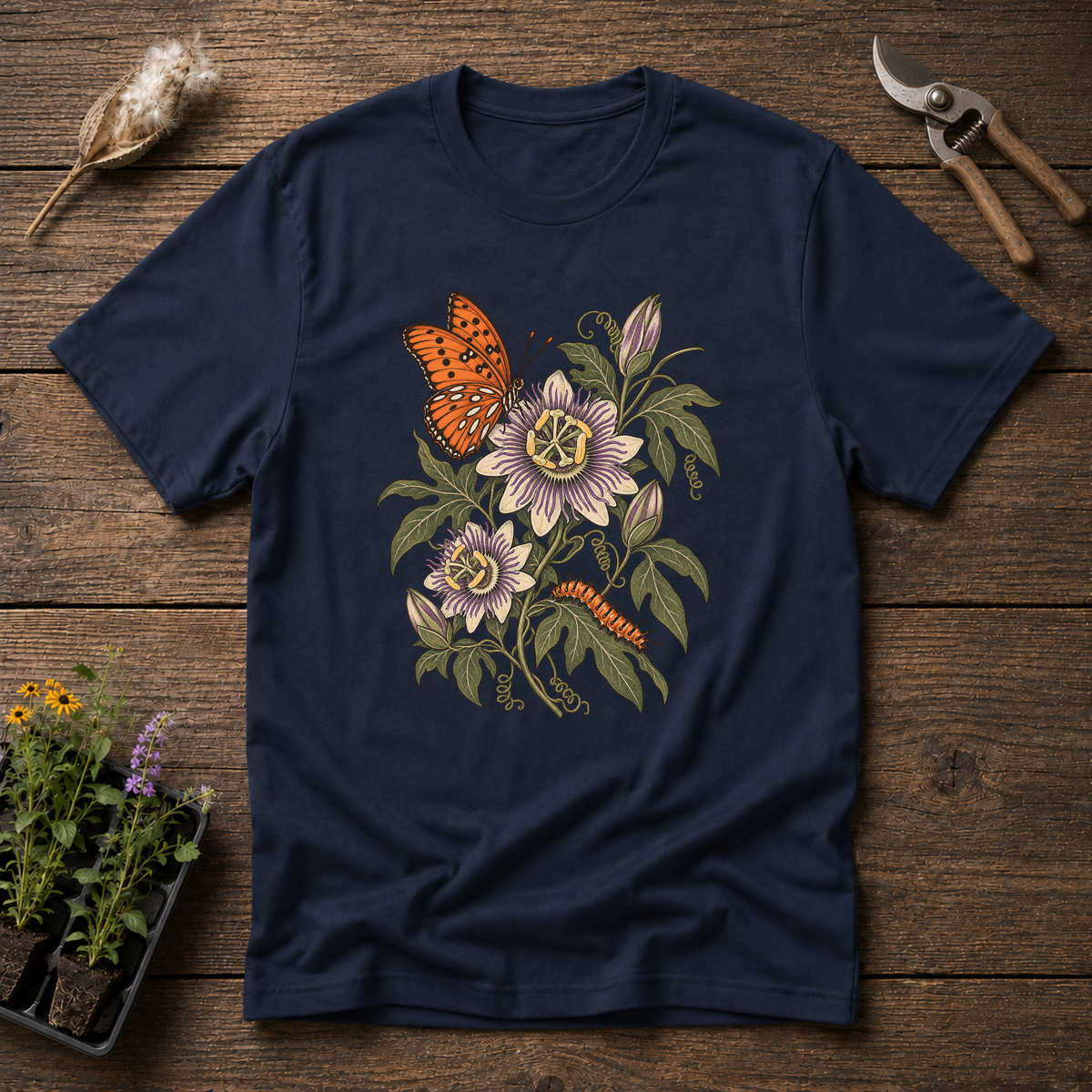 Gulf Fritillary T-Shirt in Navy