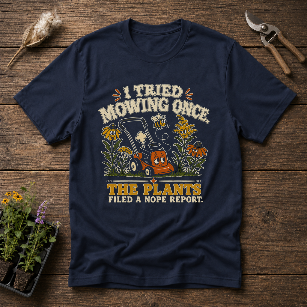 I Tried Mowing Once. The Plants Filed a Nope Report T-Shirt