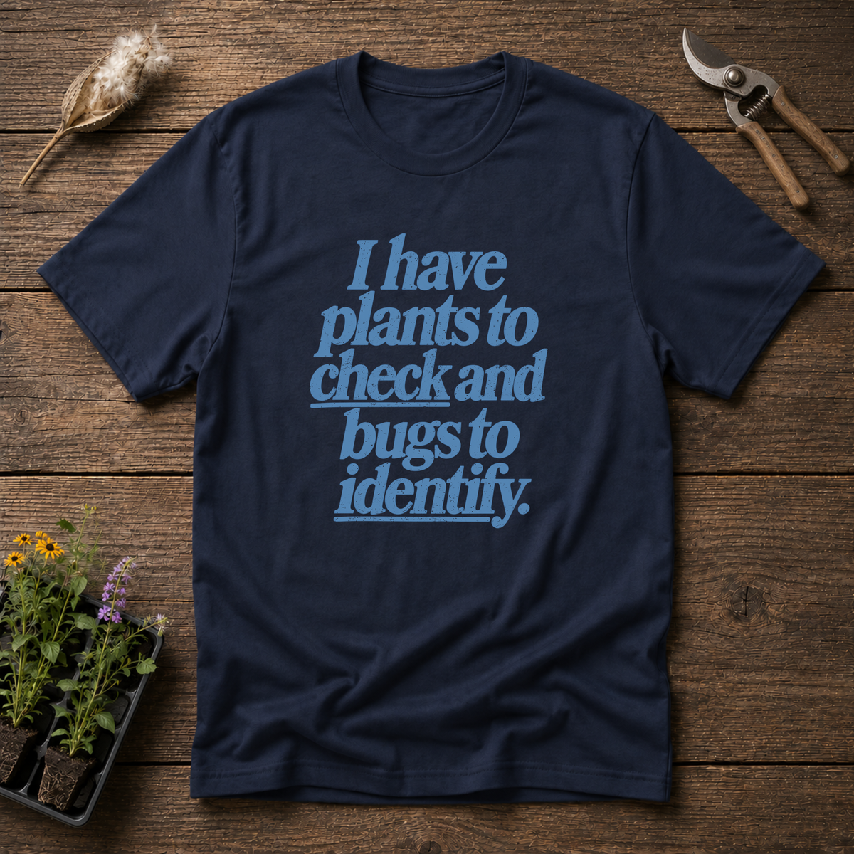 Plants To Check T-Shirt in Navy