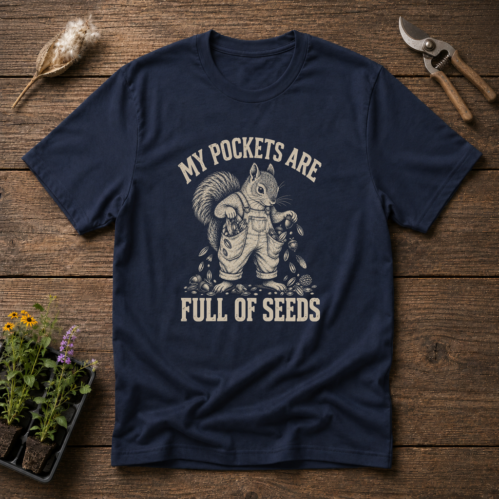 Seed-Filled Pockets T-Shirt in Navy