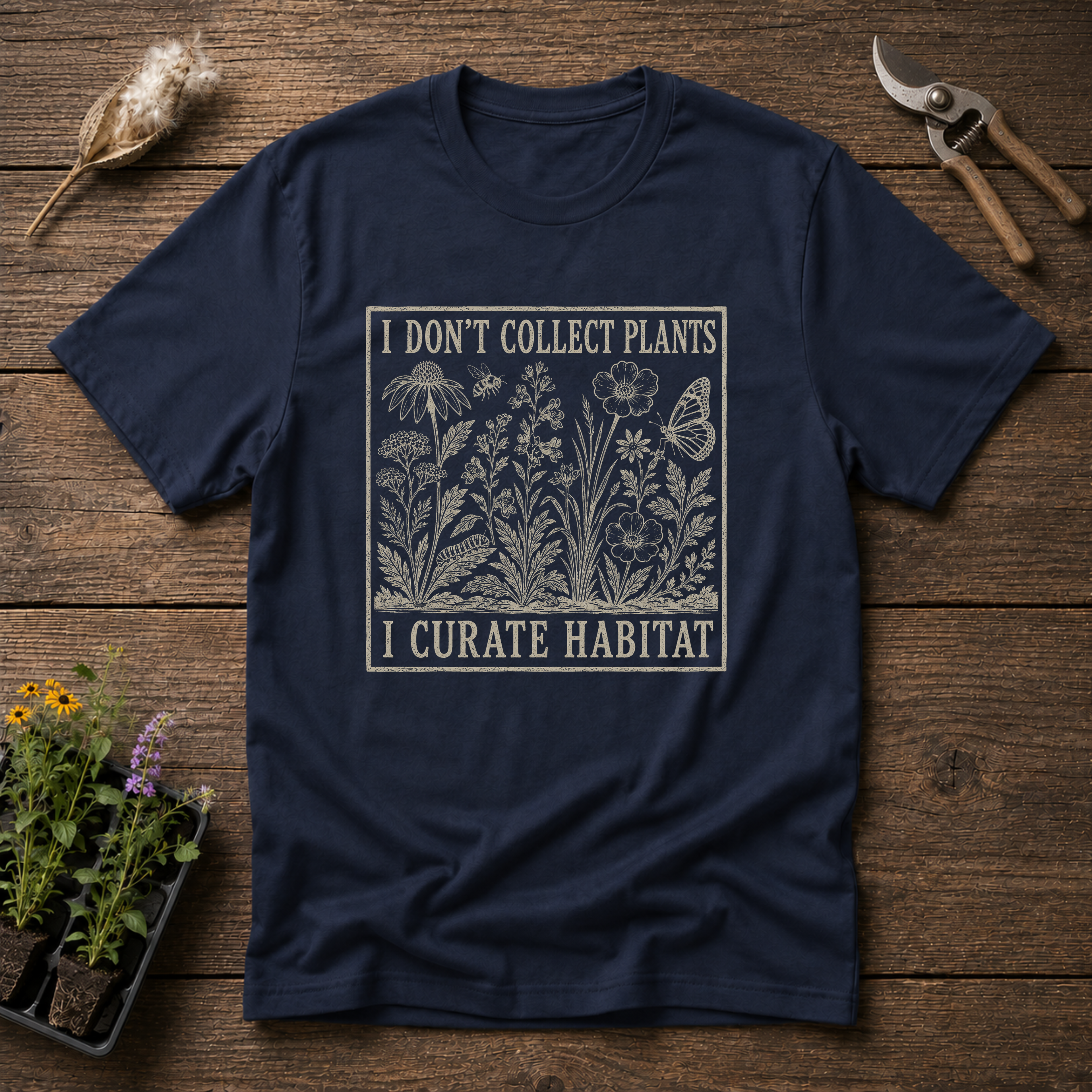I Don't Collect Plants I Curate Habitat T-Shirt