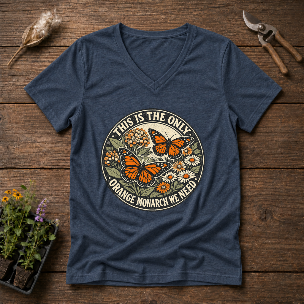 Orange Monarch Only V-Neck Tee