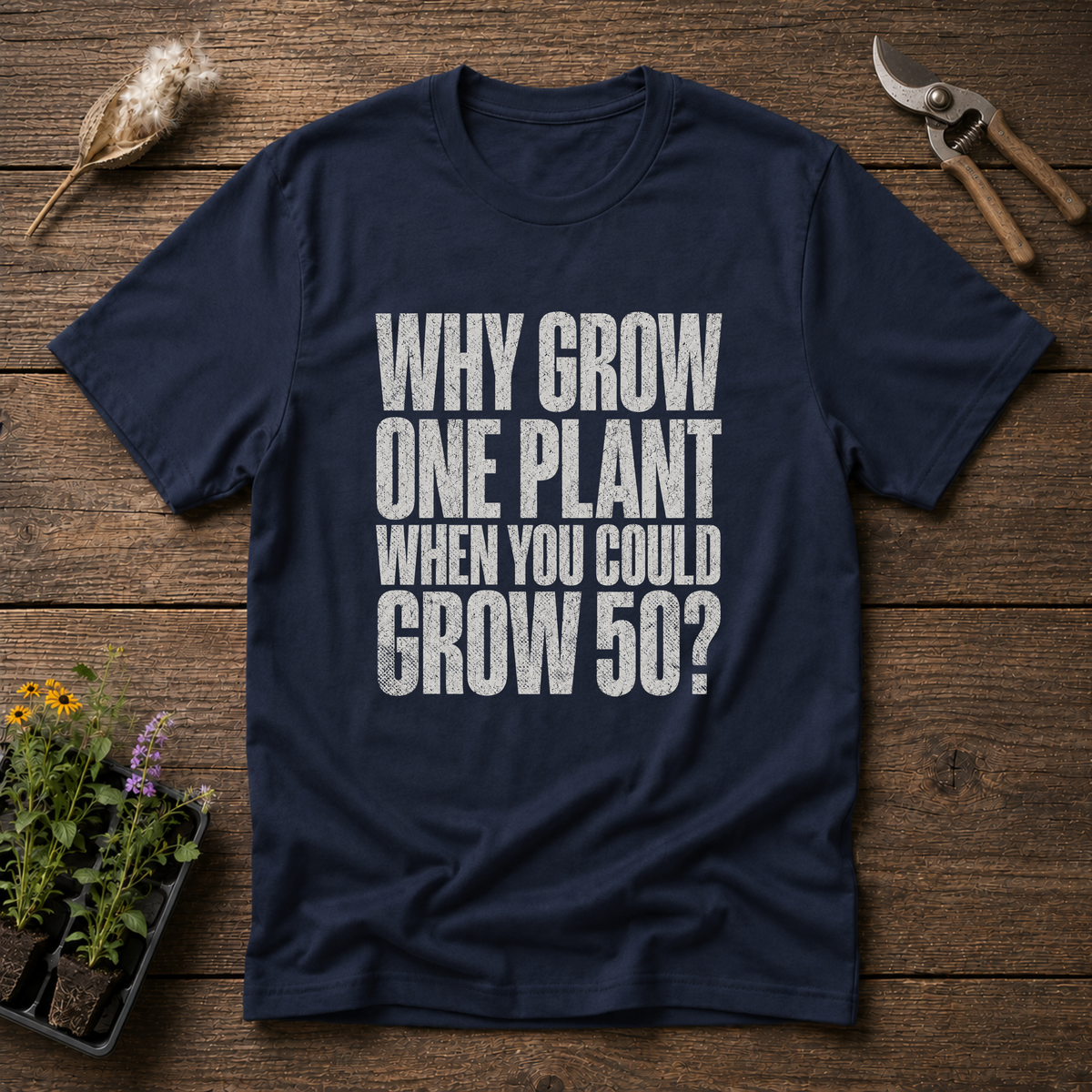 Grow 50 Plants T-Shirt in Navy