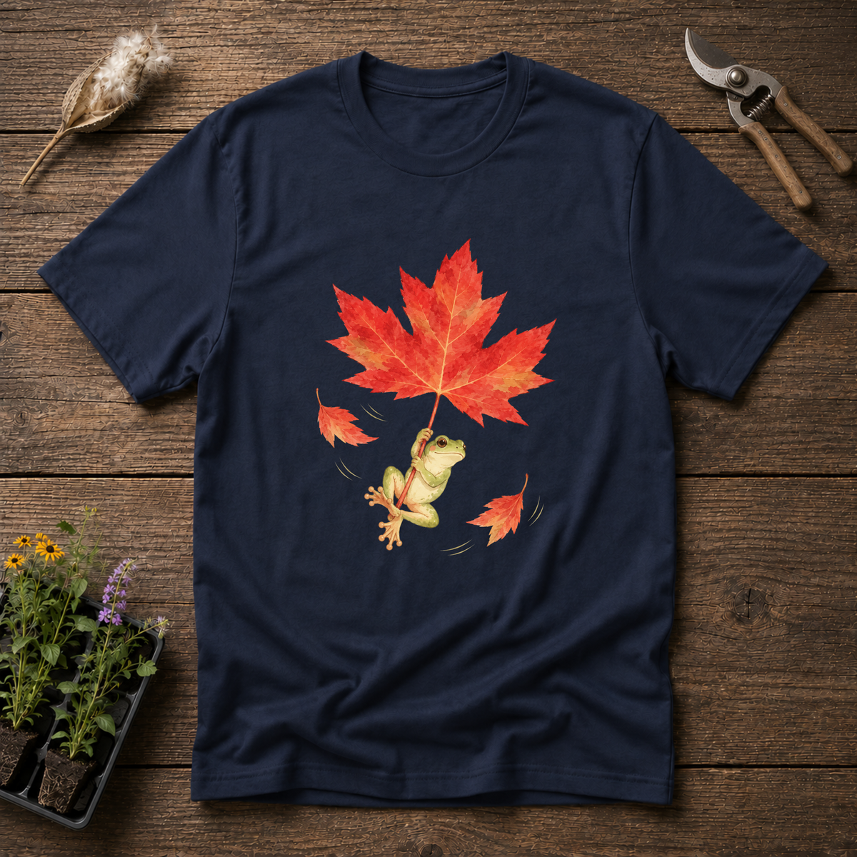 Maple Leaf Parachute T-Shirt in Navy