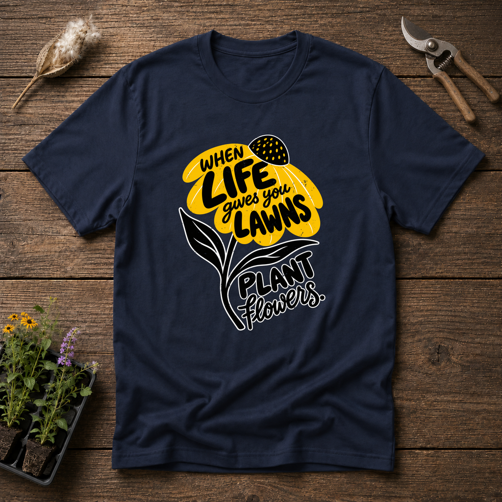 Plant Flowers Instead T-Shirt in Navy